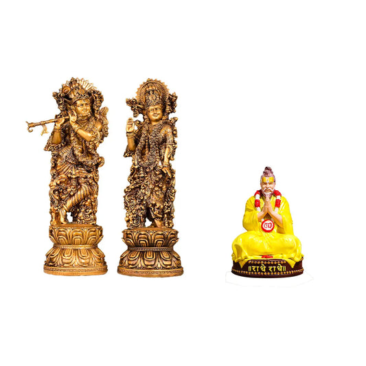 Radha Krishna & Premanand Ji Maharaj Idols Set