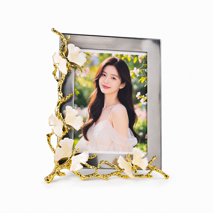 Gold Alloy Ginkgo Leaf Photo Frame 