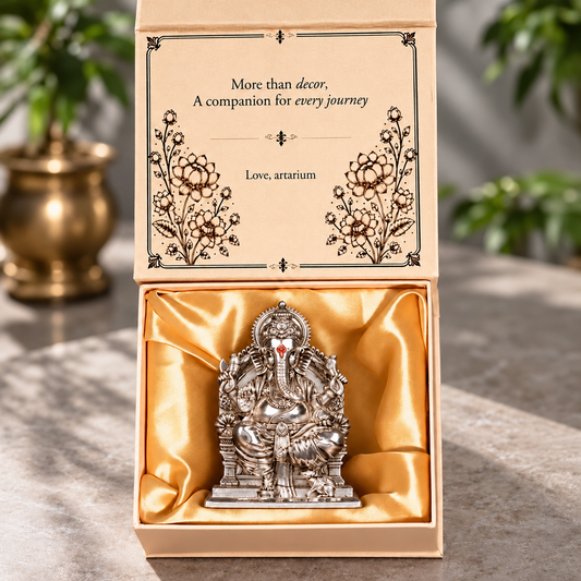 Lalitasana Ganesha Silver-Plated Idol with premium packaging 