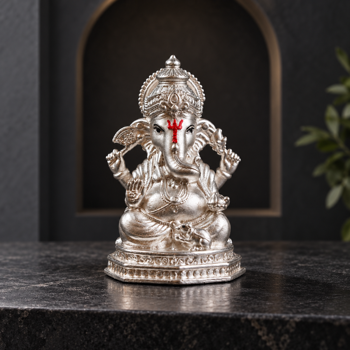 Mangal Ganesh Pure Silver Idol(Hollow) with Premium Packaging 