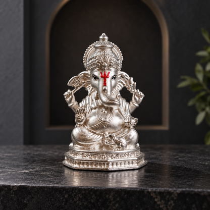 Mangal Ganesh Pure Silver Idol(Hollow) with Premium Packaging 