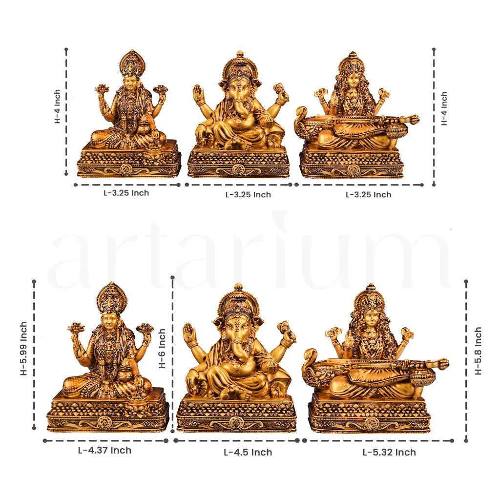 Shree Lakshmi Saraswati Ganesha Murti (Chowki)