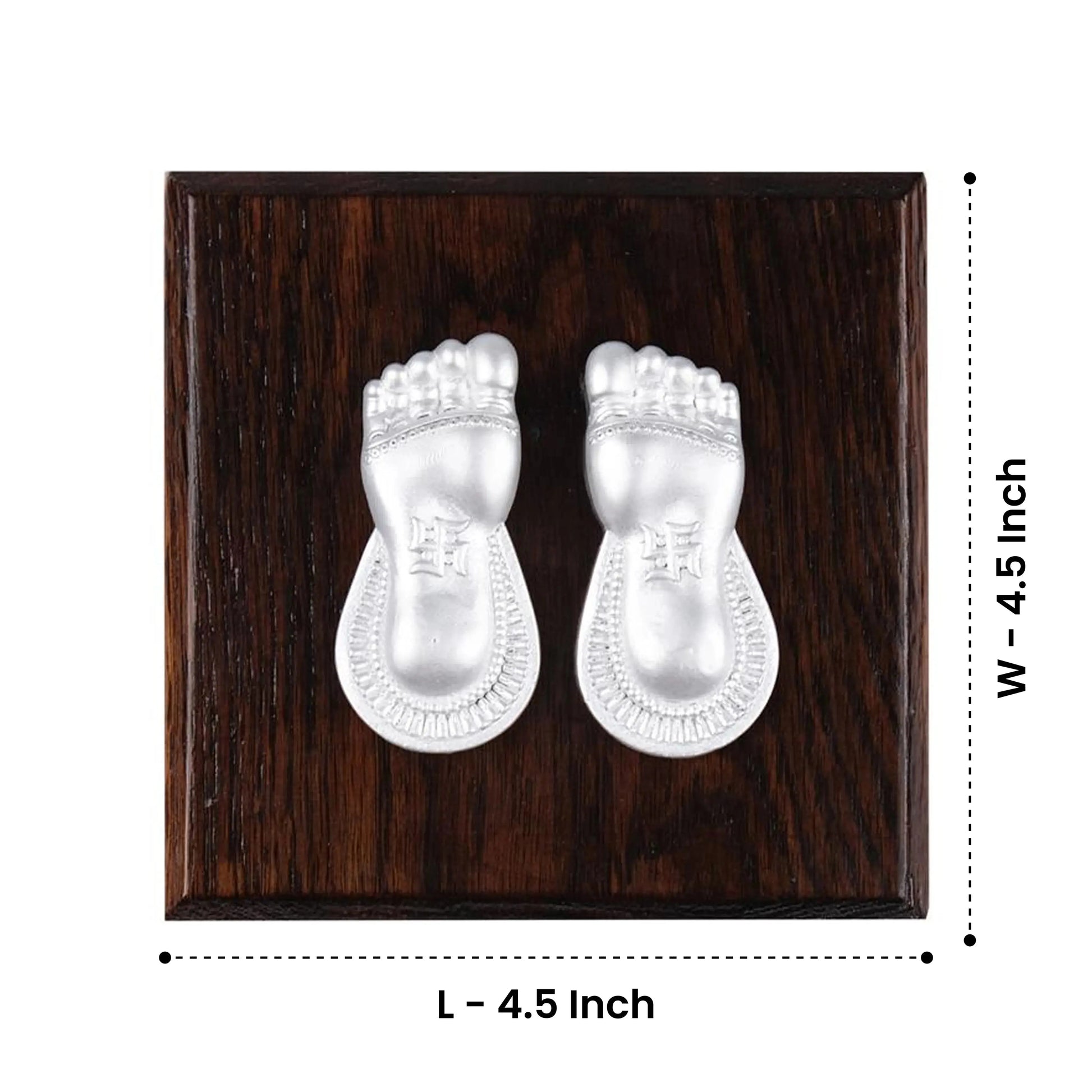 Laxmi Charan Paduka with Wooden Base 999 Silver Artarium