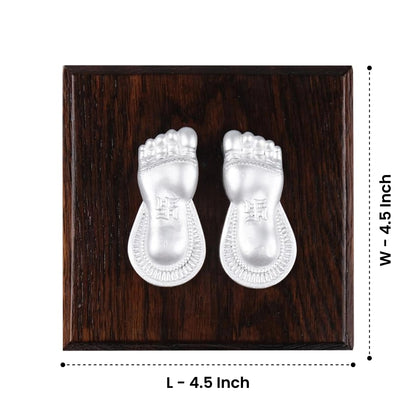 Laxmi Charan Paduka with Wooden Base 999 Silver Artarium