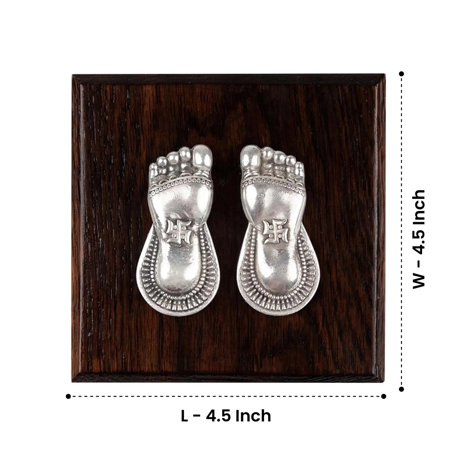 Laxmi Charan Paduka with Wooden Base 999 Silver Artarium