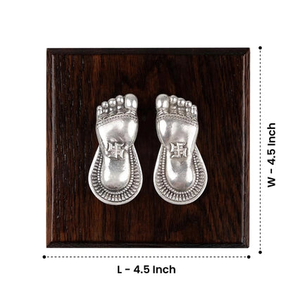 Laxmi Charan Paduka with Wooden Base 999 Silver Artarium