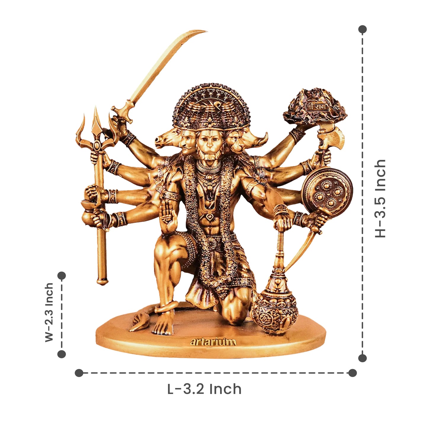 Sitting Panchmukhi Lord Hanuman Car Dashboard Idol