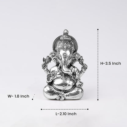 Brass Vighnaharta Ganesha Idol Silver Plated