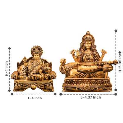 Lord Kuber Statue & Vidya Saraswati Set