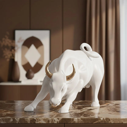 Abstract Art Charging Bull Figurine Big