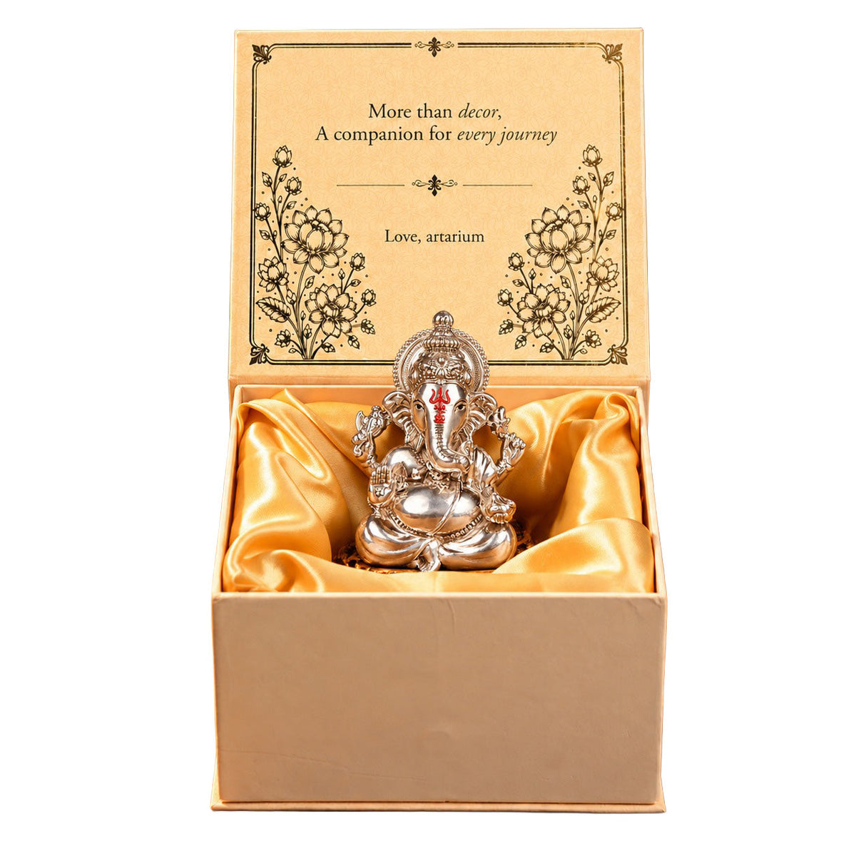 Vighnaharta Ganesha Silver-Plated Idol with premium packaging 