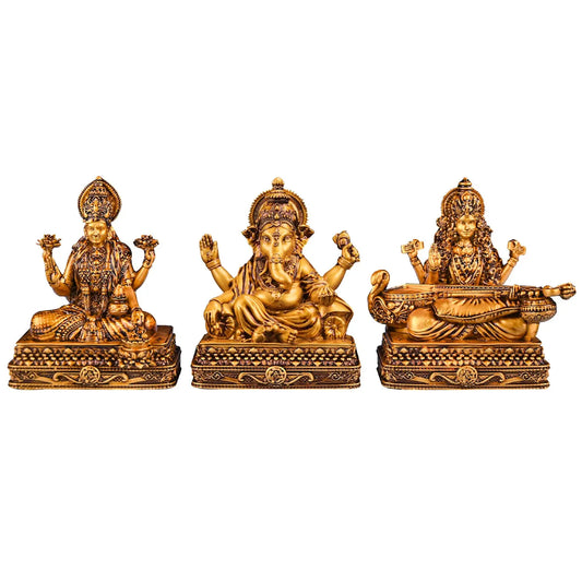 Shree Lakshmi Saraswati Ganesha Murti (Chowki)