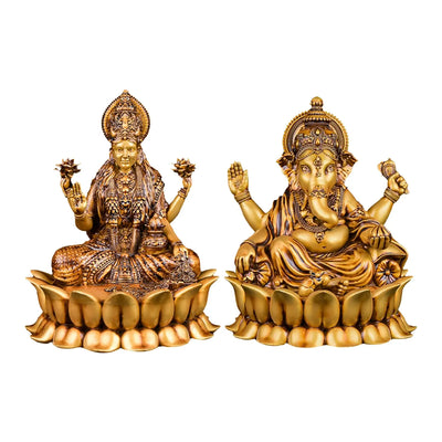 Dhanalaxmi Murti (Lotus) & Ganpati Bappa Set