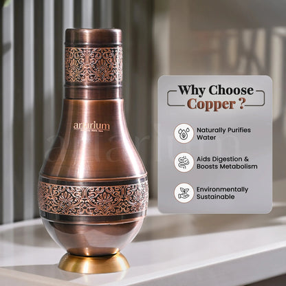 Antique Etching Pear Copper Jar theartarium