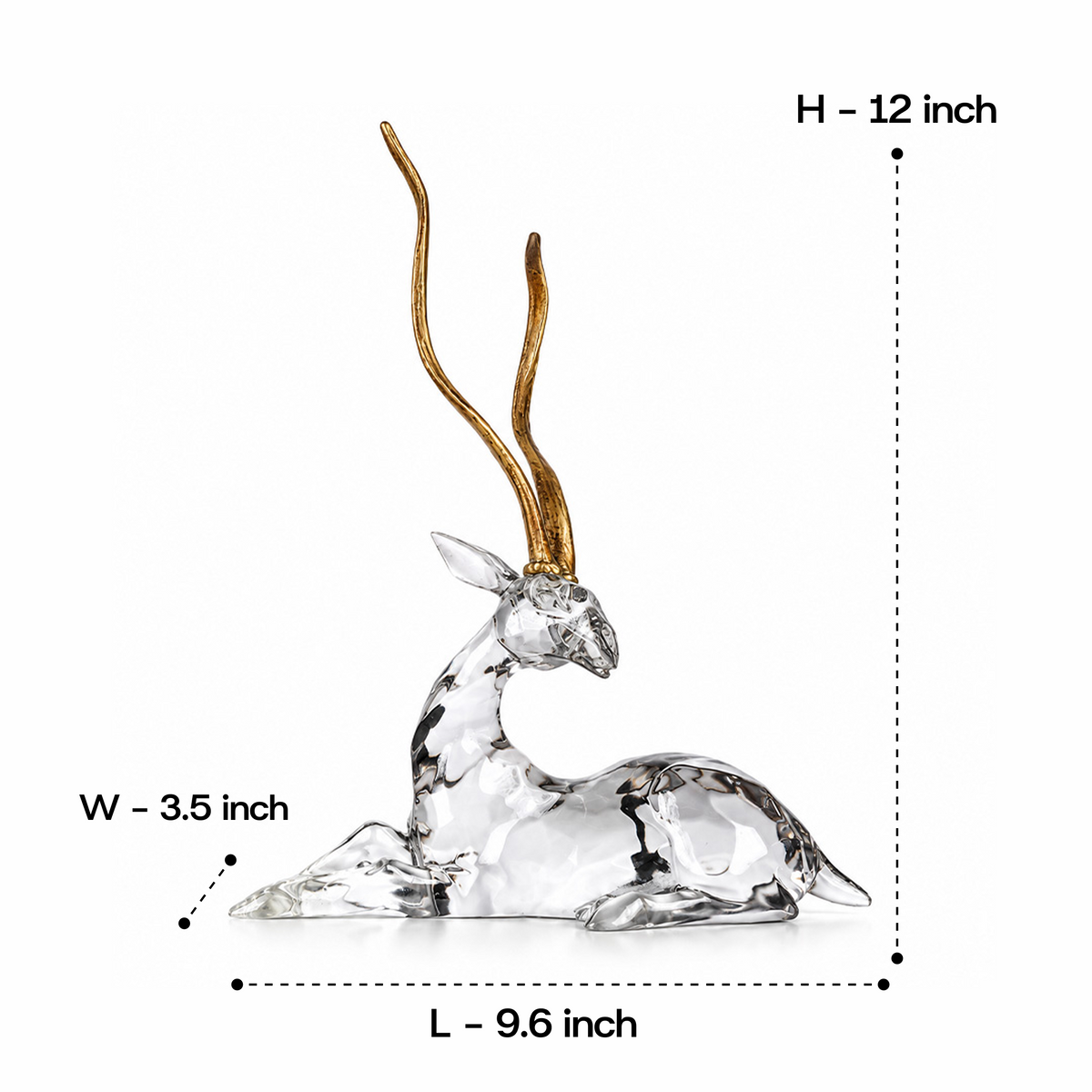 Standing African Gazelle with Golden Antlers 