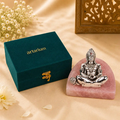 Meditating Hanuman Silver-Plated Idol 