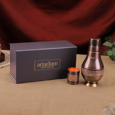 Antique Etching Pear Copper Jar with Gift Box theartarium