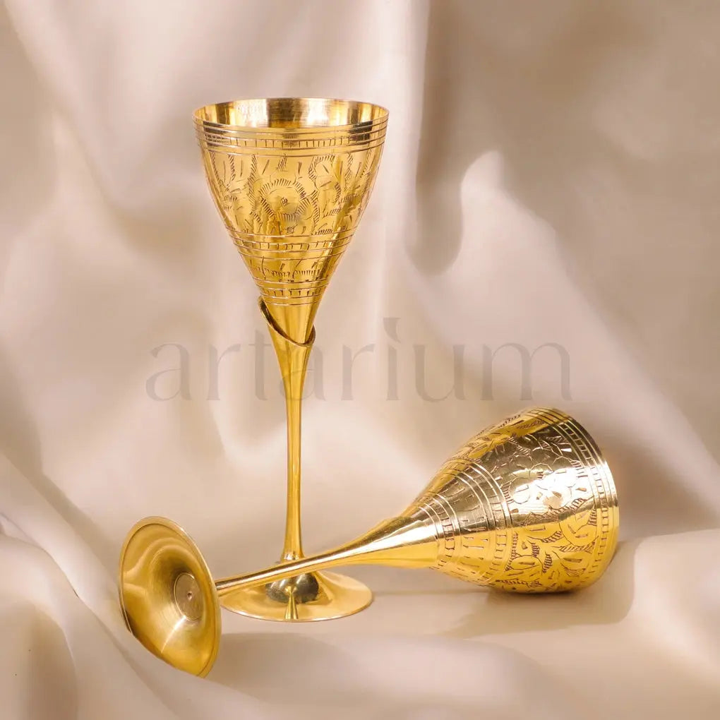 Engraved Brass Wine Glass theartarium