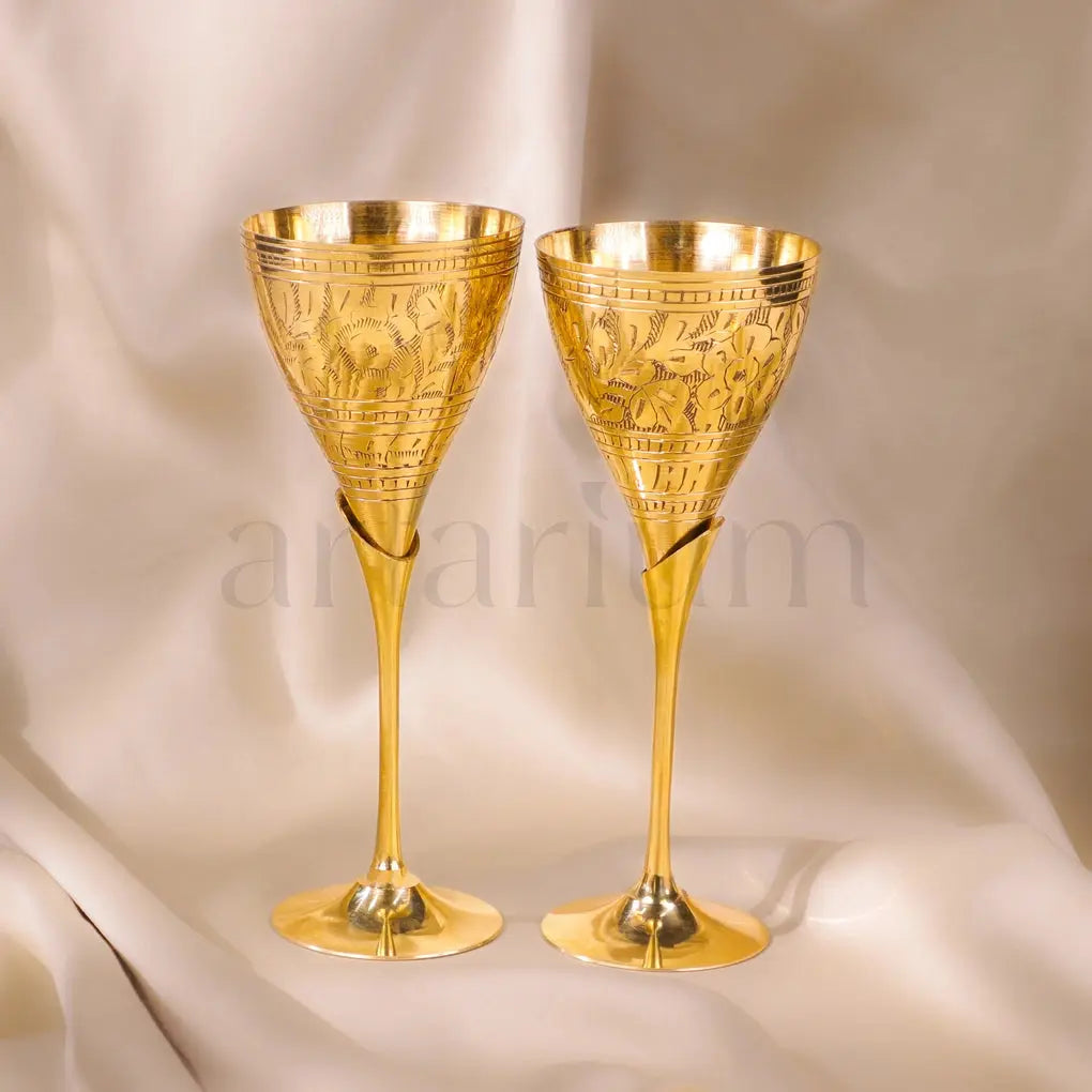 Engraved Brass Wine Glass theartarium