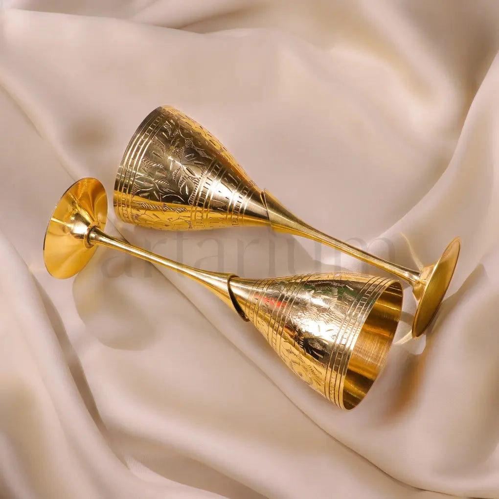Engraved Brass Wine Glass theartarium