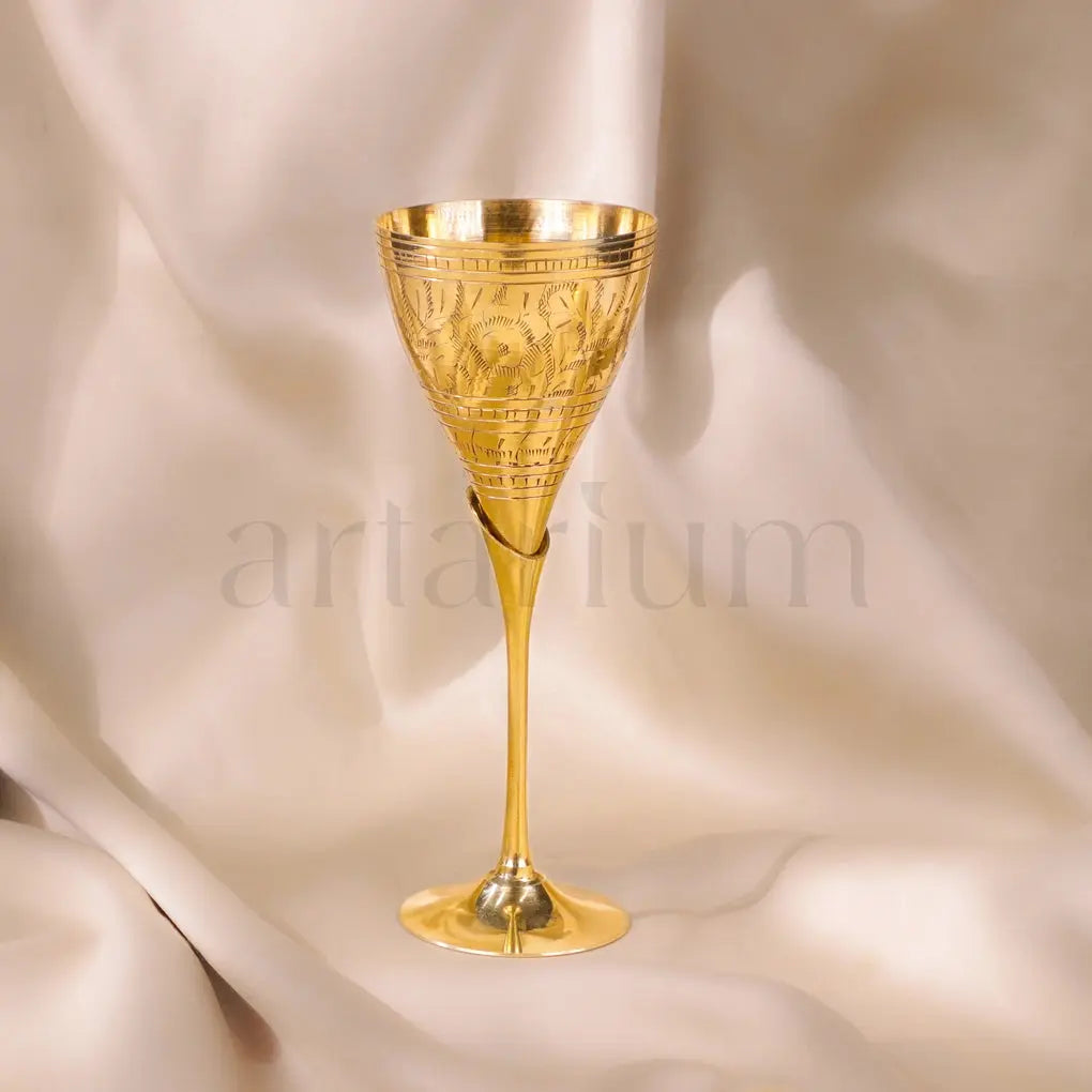 Engraved Brass Wine Glass theartarium