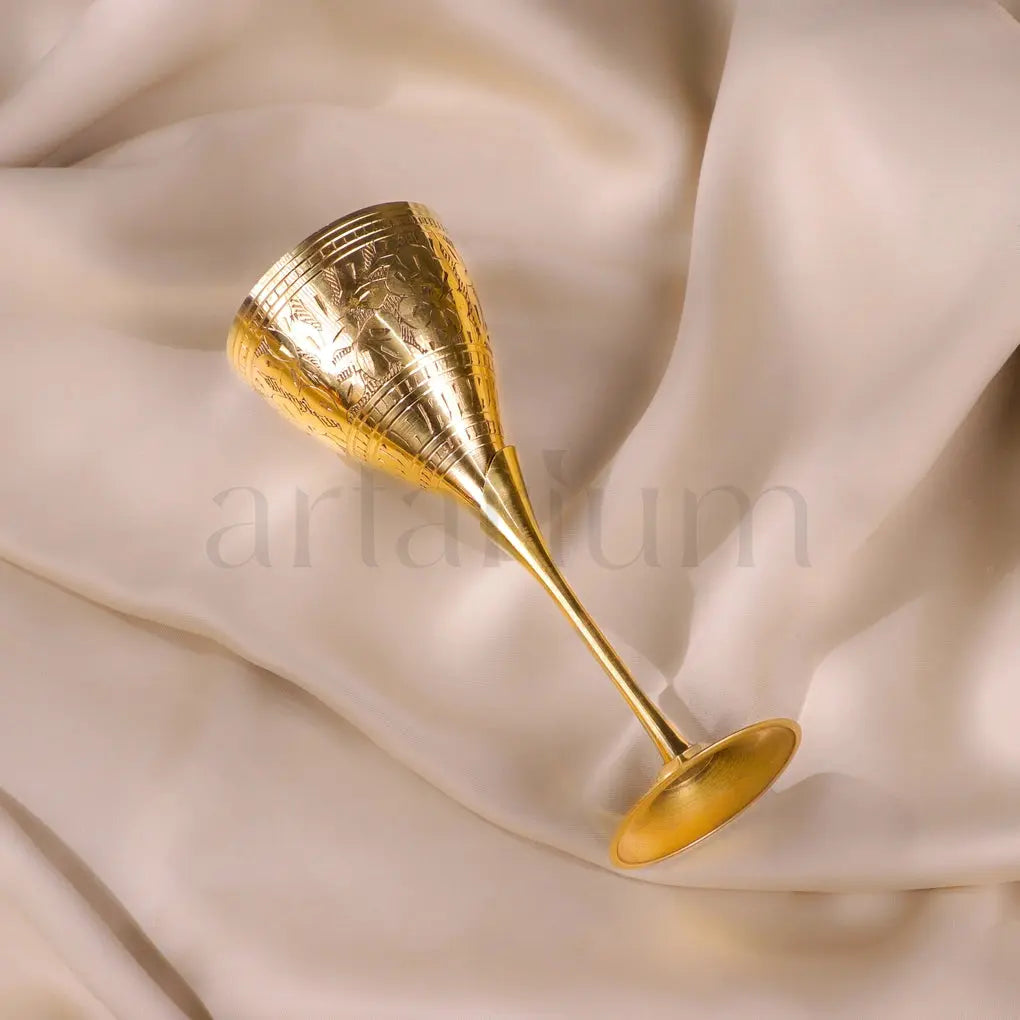 Engraved Brass Wine Glass theartarium