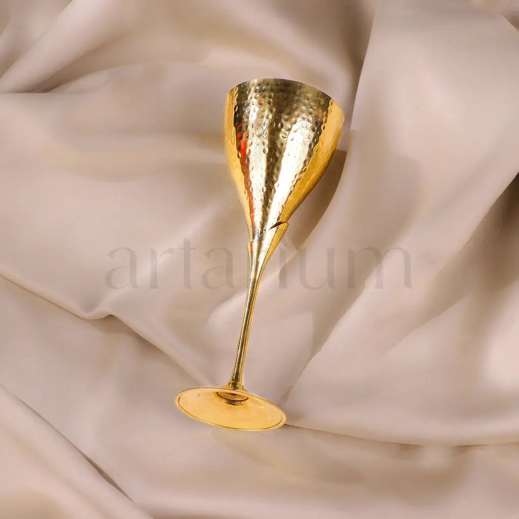 Hammered Brass Wine Glass theartarium
