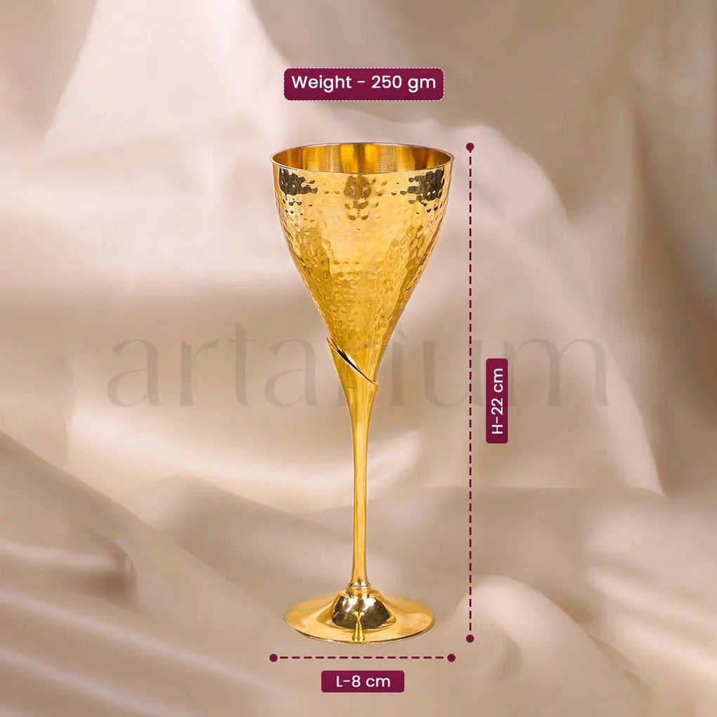 Hammered Brass Wine Glass theartarium