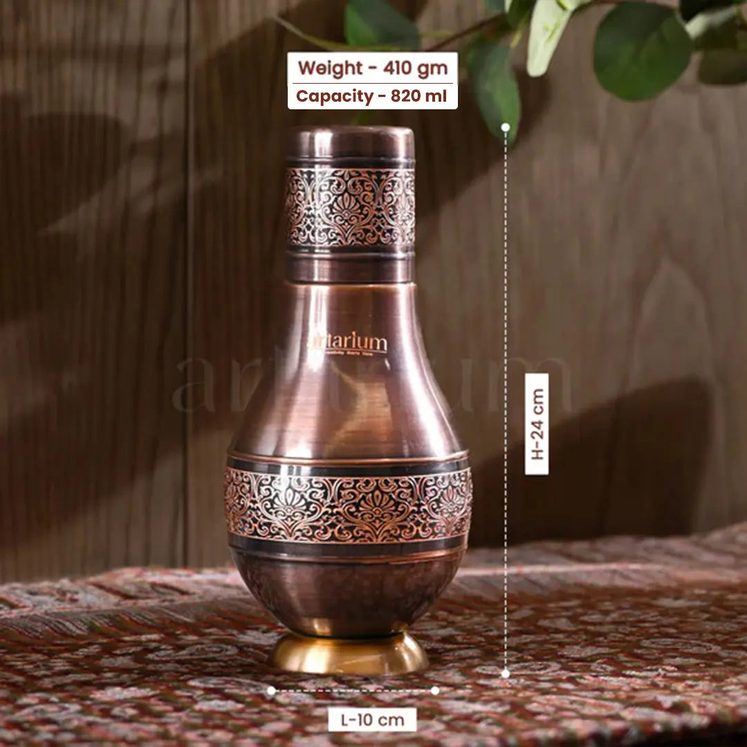 Antique Etching Pear Copper Jar theartarium