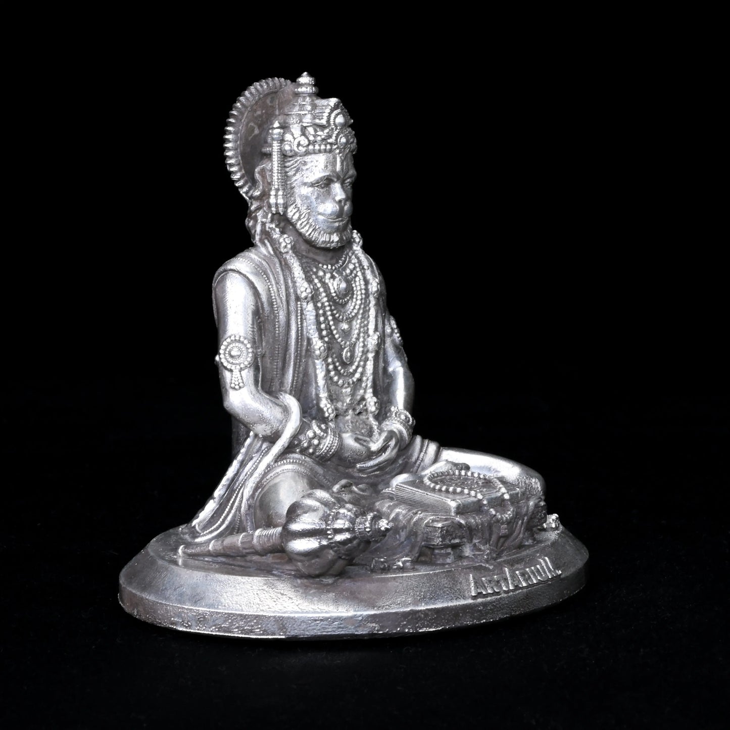 Meditating Hanumanji Pure Silver theartarium