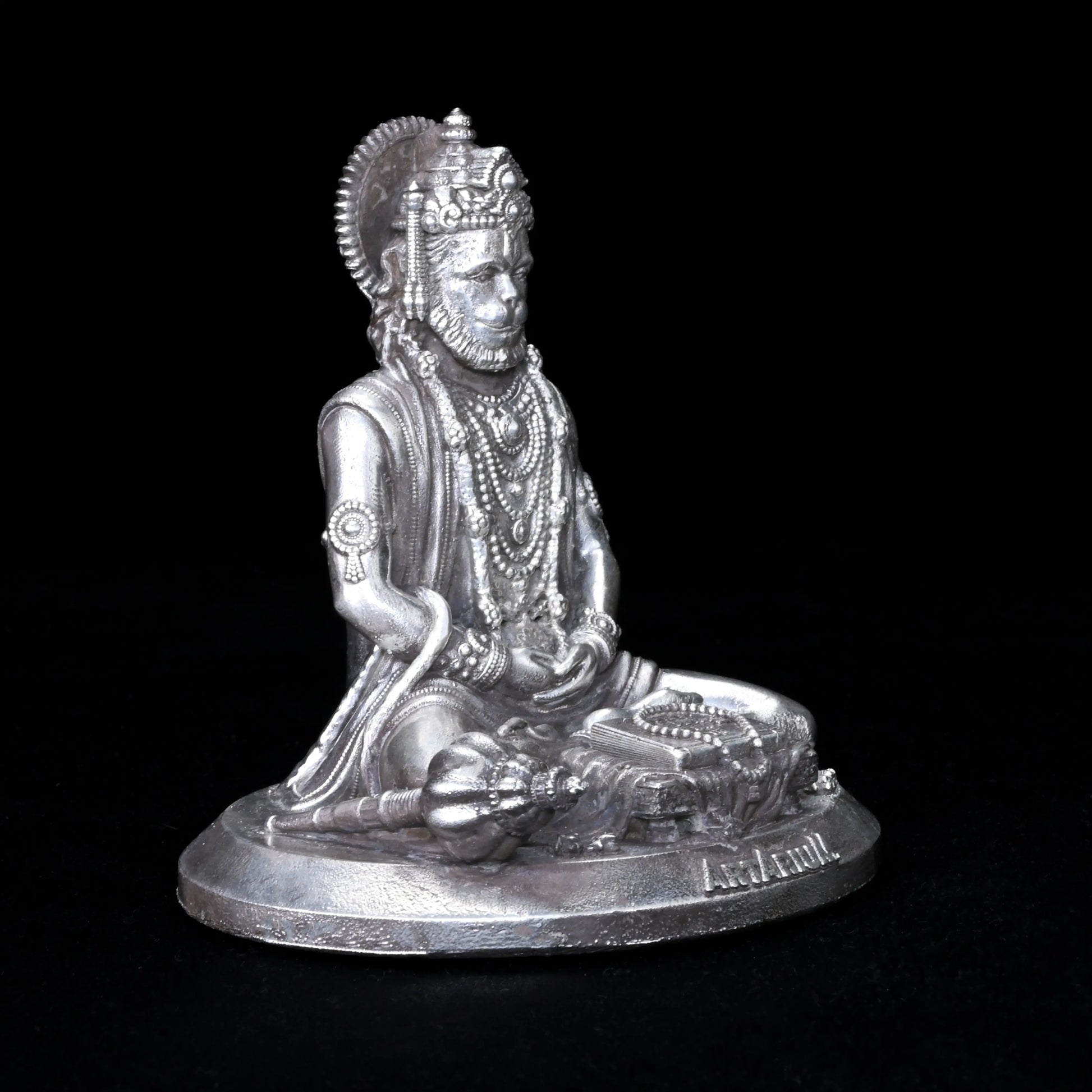 Meditating Hanumanji Pure Silver theartarium