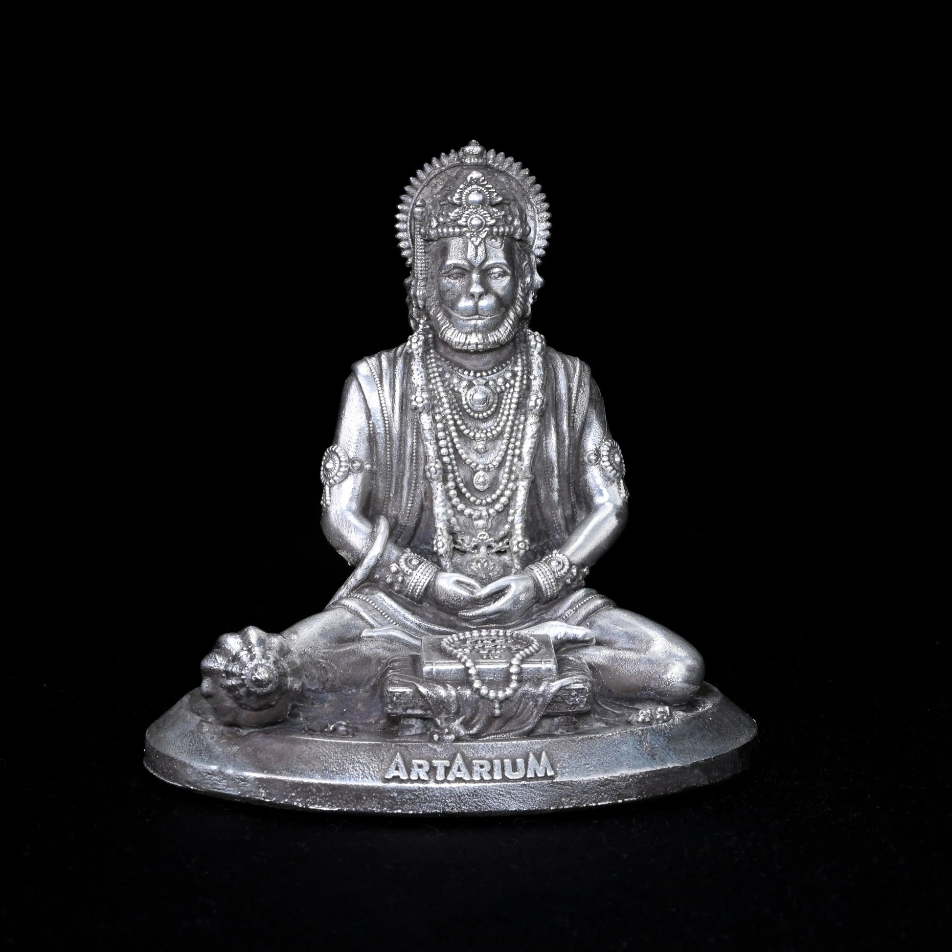 Meditating Hanumanji Pure Silver theartarium