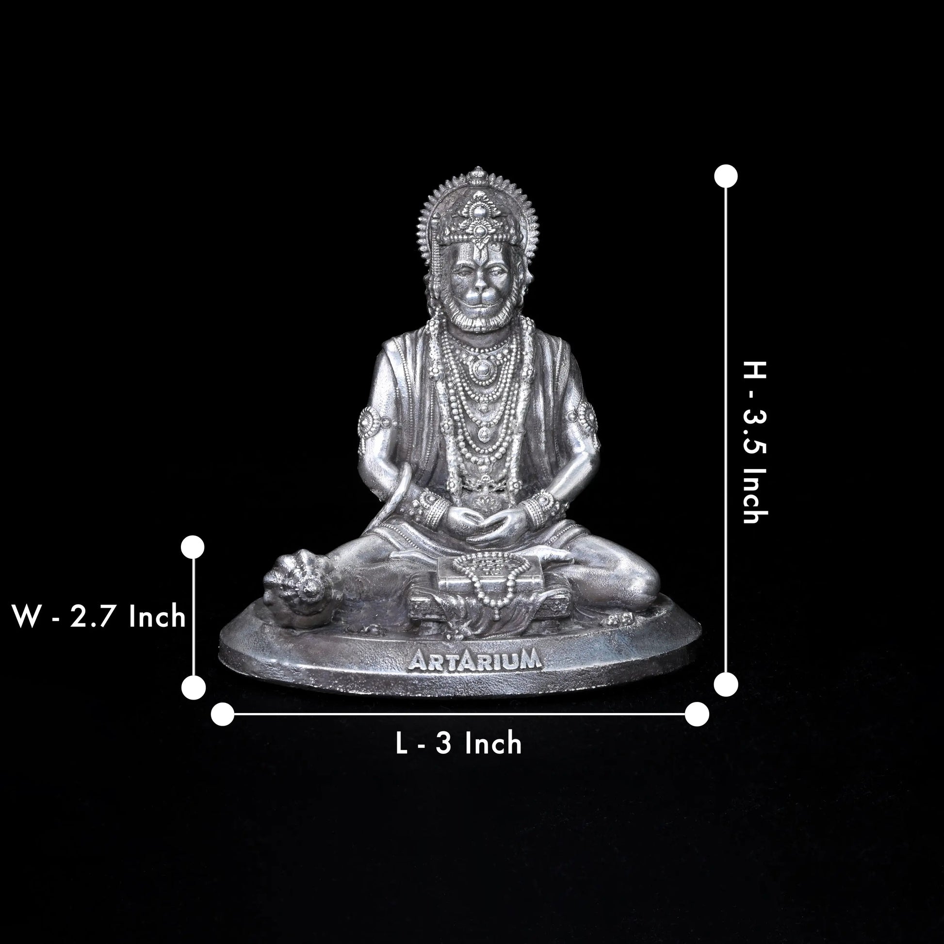 Meditating Hanumanji Pure Silver theartarium