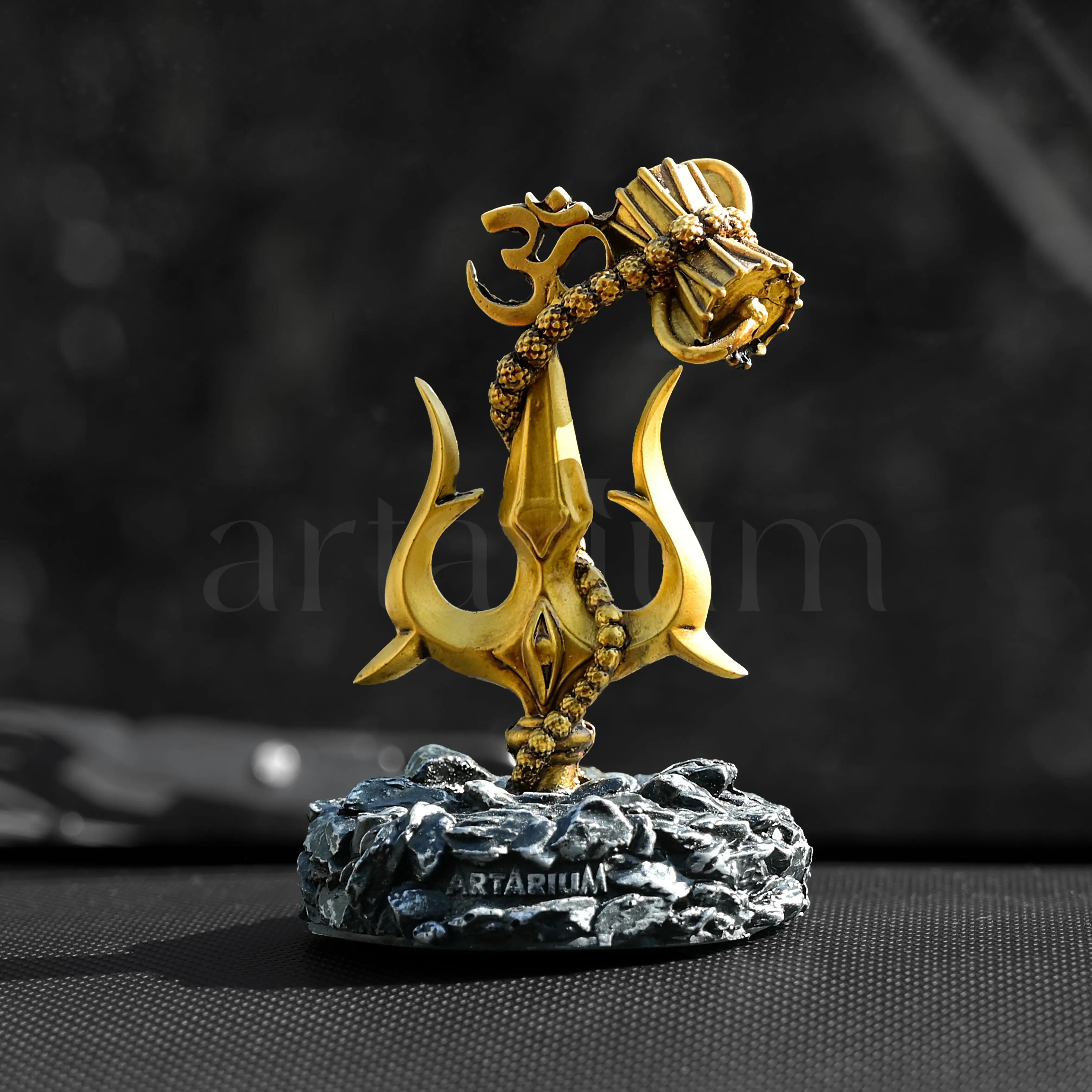 Lord Shiva Trishul With Damru Car Dashboard theartarium
