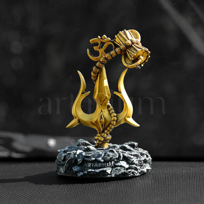 Lord Shiva Trishul With Damru Car Dashboard theartarium