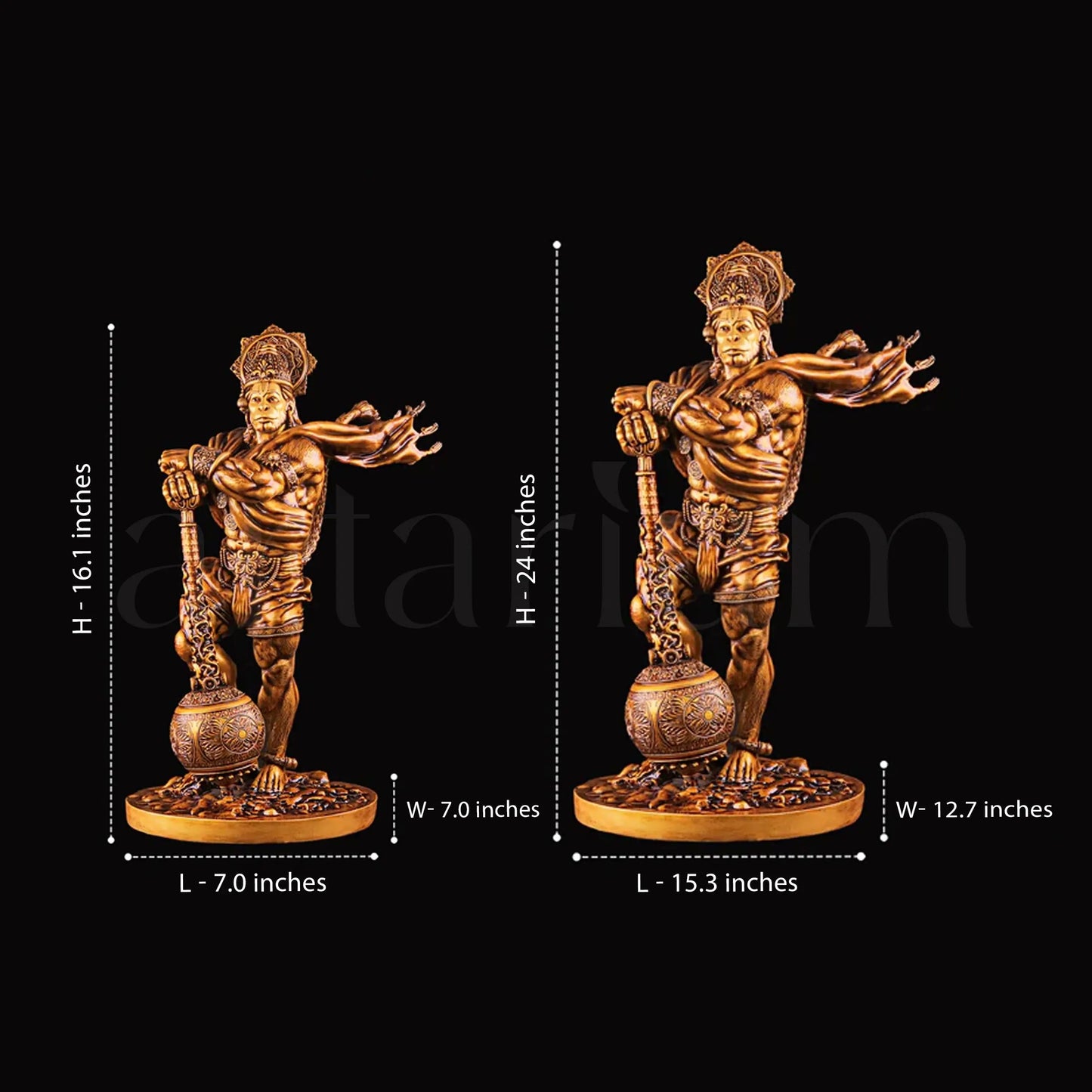 Bahubali Lord Hanuman Large 1.38 Ft & 2 Ft theartarium