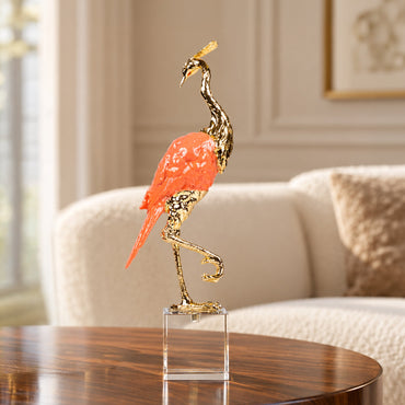 Crystal Blush Heron Sculpture 