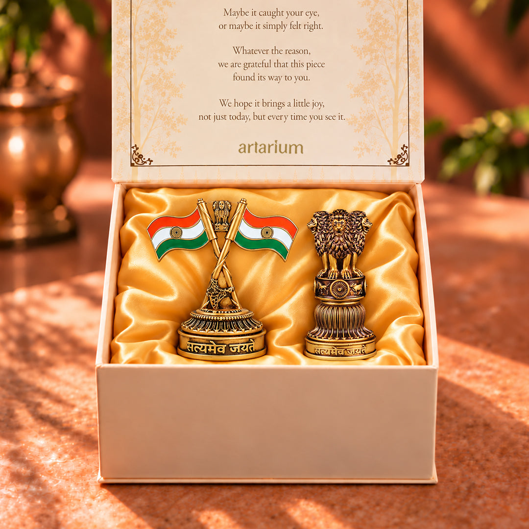 National Flag & Ashok Stambh Combo with Gift Box 