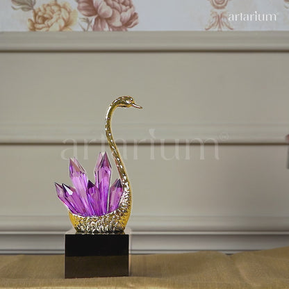Amethyst Crystal Swan Sculpture
