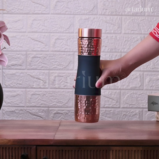 Hammered Copper Bottle with Cups Video