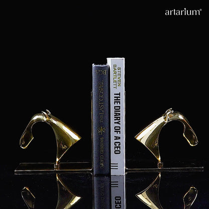 Gold Horse Head Brass Bookends