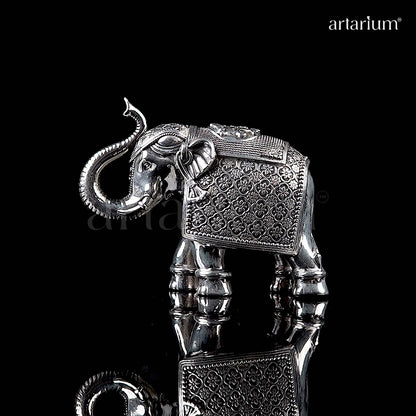 Antique Royal Elephant Silver Plated Statue