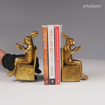 Twin Scholars Antique Bunny Bookends