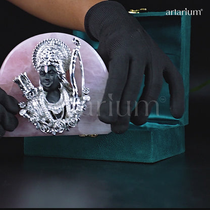 Rose Quartz Raja Ram Silver-Plated Idol