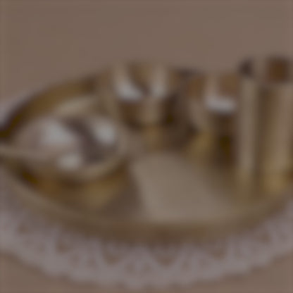 Handcrafted Etching brass thali - set of 6