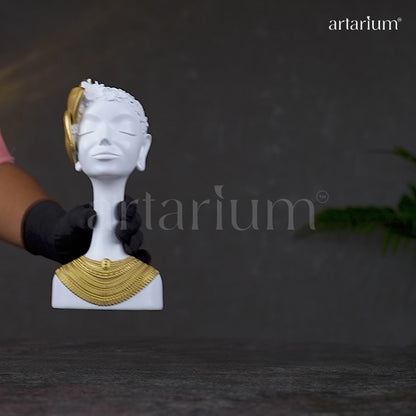 African Lady white Bust Sculpture