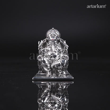 Lalitasana Ganesha Silver Plated Idol