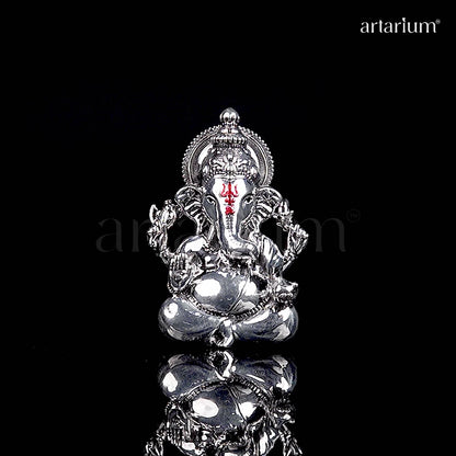 Vighnaharta Ganesha Silver Plated Idol