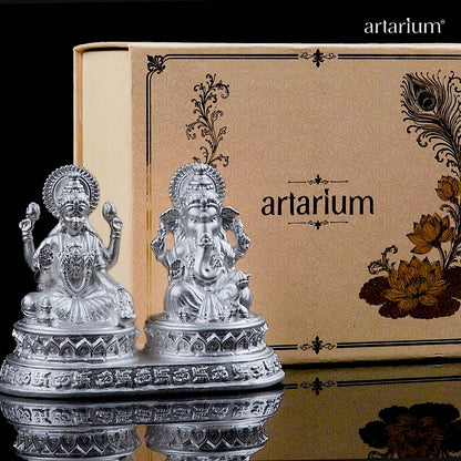 Dhansiddhi Samriddhi Pure Silver Idol Set (Hollow) with Premium Packaging