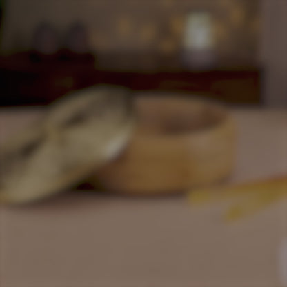 Wooden Roti Box with Brass Lid & Tongs